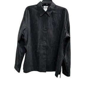 NIKKI Black button front side slits metallic threading vintage NWT plus sz 20 2X